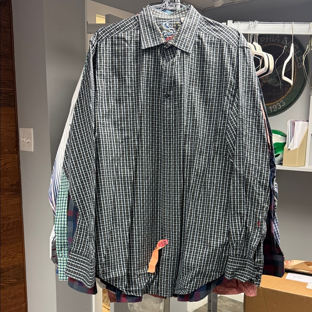 Robert Graham Black and White Plaid Shirt